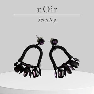 Noir Gohain Rope Earrings black & Purple Rhinestones NWOT